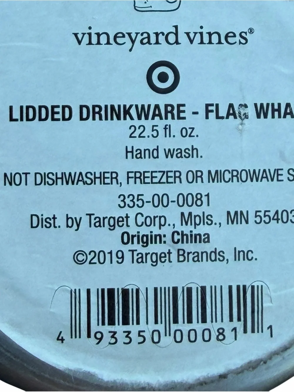 VINEYARD VINES X TARGET FLAG WHALE INSULATED TUMBLER WITH STRAW 22.5 OZ